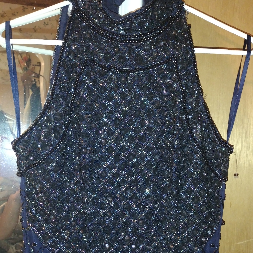 Navy blue, beaded Formal gown